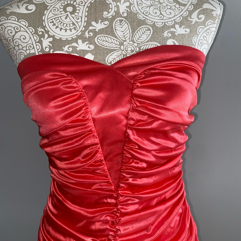Ruby Rox Orange Bodycon Ruched Dress - Picture 3 of 5